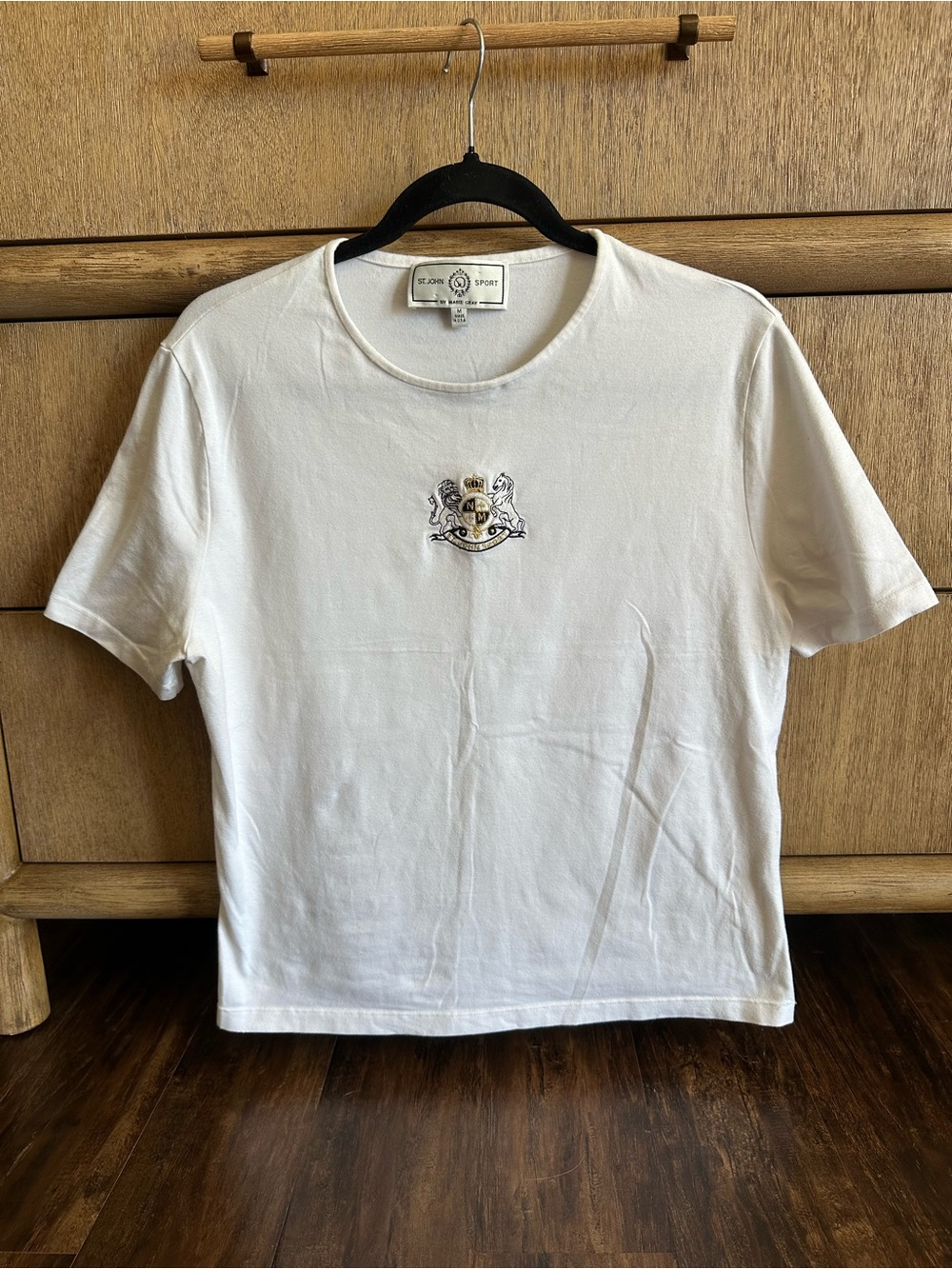 St. John Sport White Short-Sleeve Crest Tee